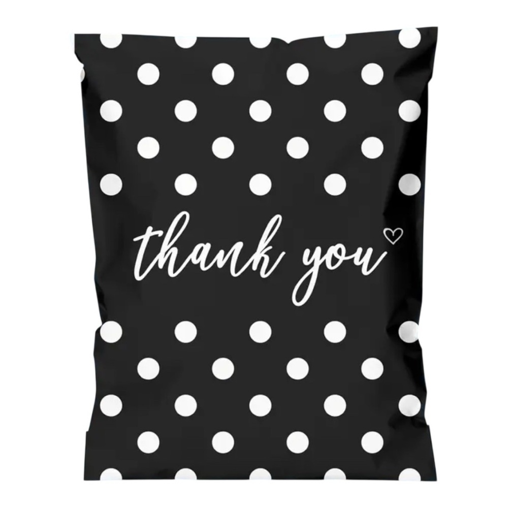 PRICE IS FIRM - Set of 10 Polka Dot Black White ‘Thank You’ 10 x 13 Poly Mailers